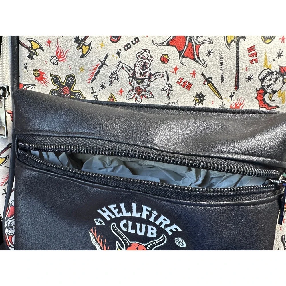Stranger‎ Things Hellfire Club Mini Backpack Netflix Tattoo Print Faux Leather